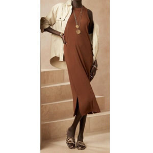 NWT Banana Republic Rust Long Ribbed Tank Sleeveless Dress Stretch Women’s M
